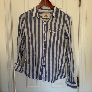 Y2K Vintage Hollister Co. White & Blue Stripe Button Down